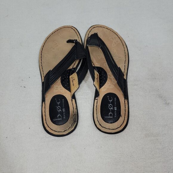 BOC Born Concept Shoes Womens 7M Black Thong Sandals Slip On Casual Comfort - Picture 5 of 11